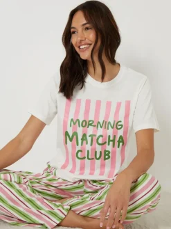Threadbare Pink Graphic Print Short Sleeve Pyjamas Set^Women Pyjamas|All Night & Lounge