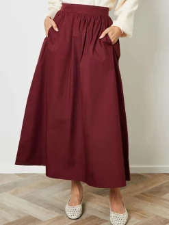 Clearance Threadbare Red Midi Skirt with Pockets