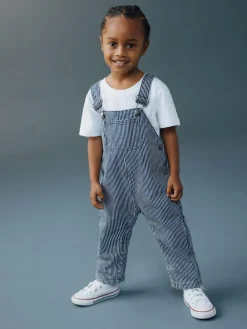 Next Ticking Stripe Dungarees (3mths-7yrs)^BOY Sets & Co-Ords|Sets & Co-Ords