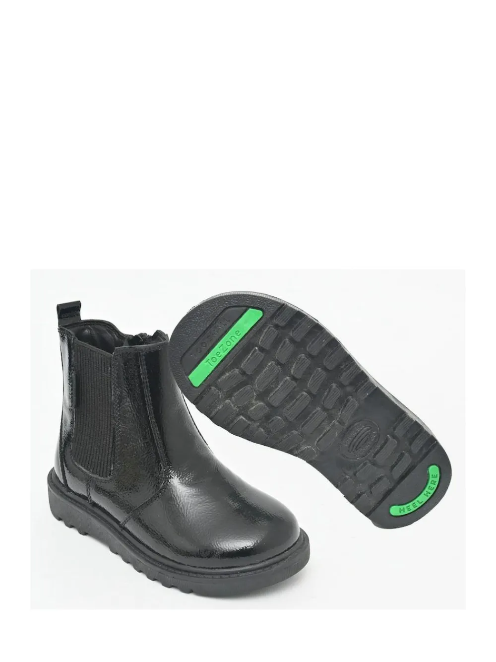 Discount Toezone Amara Girls Patent Leather Gusset and Zip Black Boots