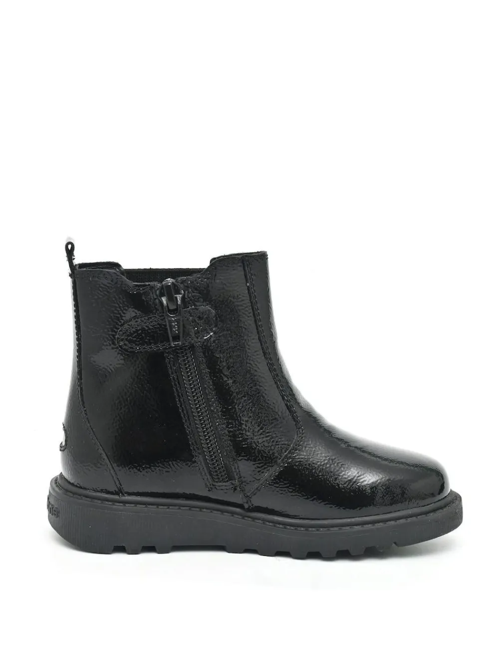 Discount Toezone Amara Girls Patent Leather Gusset and Zip Black Boots