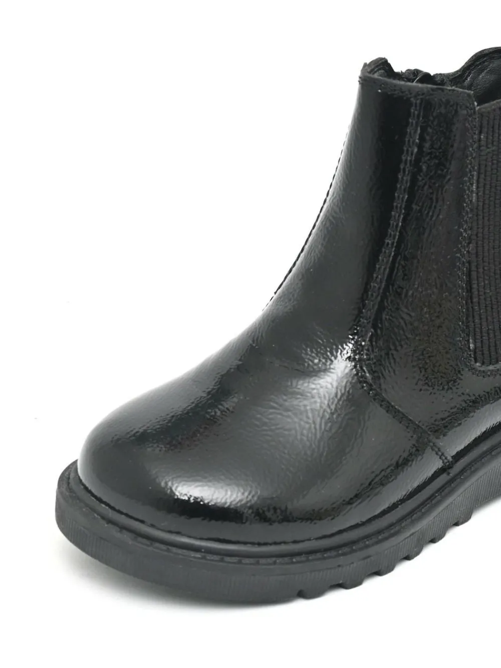 Discount Toezone Amara Girls Patent Leather Gusset and Zip Black Boots