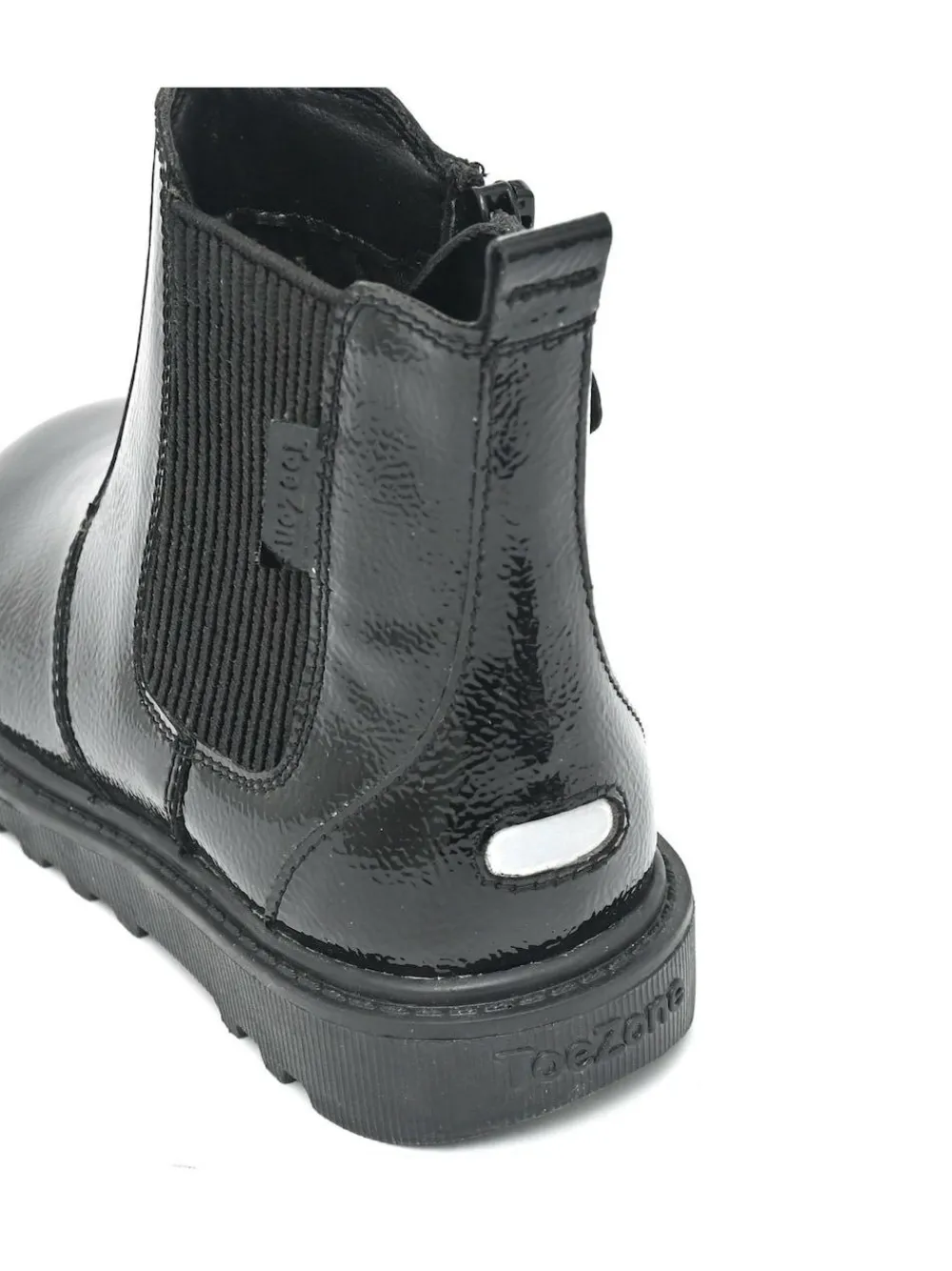 Discount Toezone Amara Girls Patent Leather Gusset and Zip Black Boots