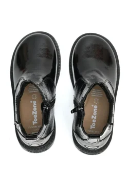 Discount Toezone Amara Girls Patent Leather Gusset and Zip Black Boots