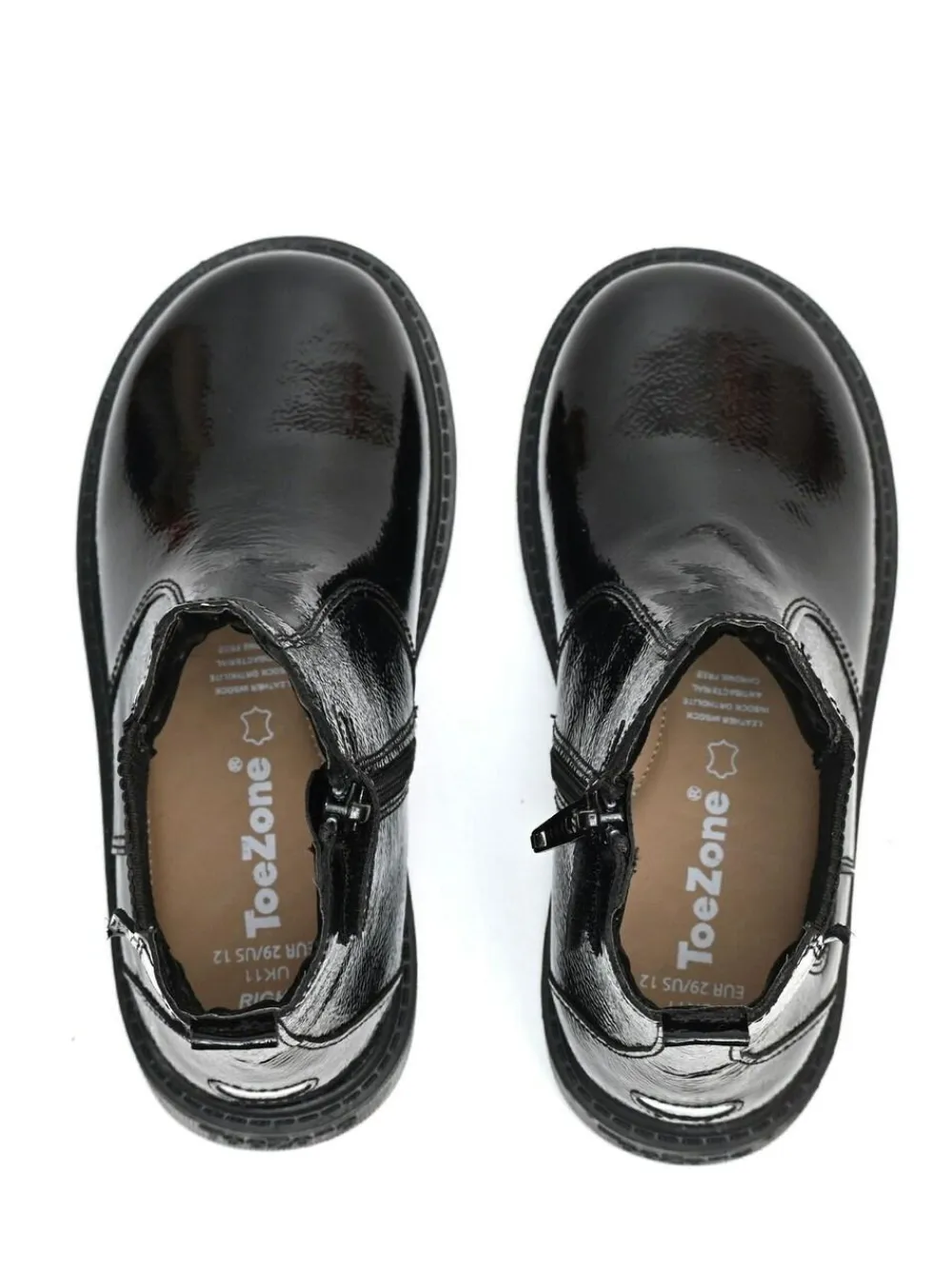 Discount Toezone Amara Girls Patent Leather Gusset and Zip Black Boots