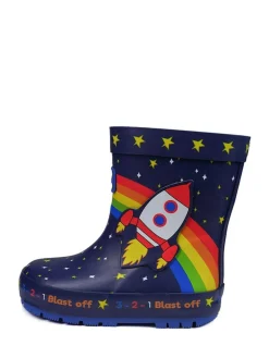 New Toezone Blue Quinn Space Rocket Wellies