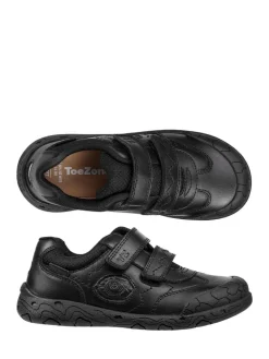 Best Toezone Boys Luca Dinosaur Rip Tape School Black Shoes