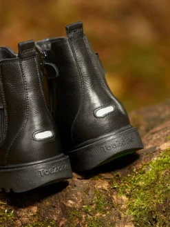 Sale Toezone Dakota Boys Leather Gusset and Zip Ankle Black Boots