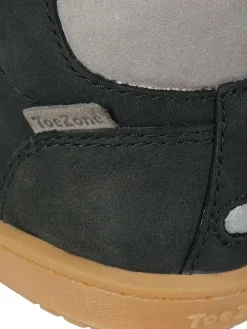 Discount Toezone Grayson boys Nubuck Leather Rip Tape Black Boots