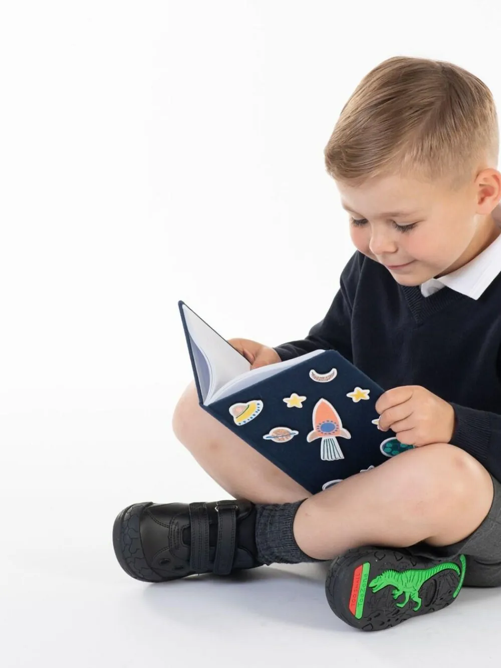 Toezone Jay Dinosaur Ortholite Black School Shoes