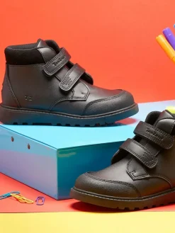 Toezone Levi Boys Rip Tape Black Ankle Boots with Toe Bumper^BOY Baby Boots|Boots