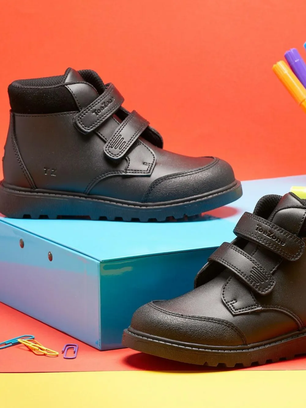 Toezone Levi Boys Rip Tape Black Ankle Boots with Toe Bumper^BOY Baby Boots|Boots