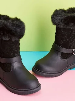 Discount Toezone Lumi Faux Fur Zip Heart Buckle Boots