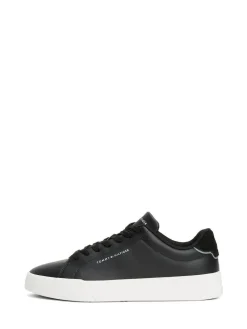 Discount Tommy Hilfiger Court Essential Leather Trainers Black