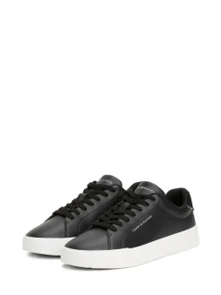 Discount Tommy Hilfiger Court Essential Leather Trainers Black