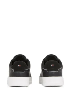 Discount Tommy Hilfiger Court Essential Leather Trainers Black