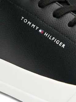 Discount Tommy Hilfiger Court Essential Leather Trainers Black