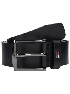 Tommy Hilfiger Black Denton Leather Belt^ Belts & Braces