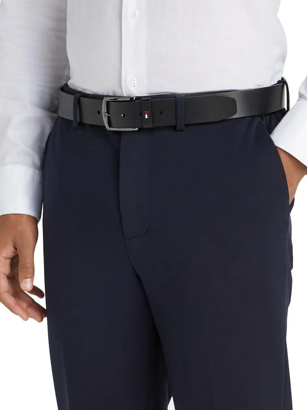 Tommy Hilfiger Black Denton Leather Belt^ Belts & Braces