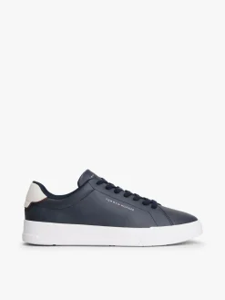 Outlet Tommy Hilfiger Court Essential Leather Trainers Blue