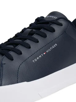 Outlet Tommy Hilfiger Court Essential Leather Trainers Blue