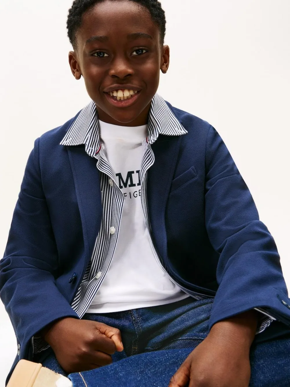 Tommy Hilfiger Blue Festive Pique Texture Regular Fit Blazer^BOY Suits & Vest