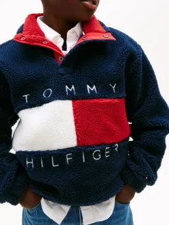 Best Tommy Hilfiger Blue Heritage Flag Teddy Fleece Sweatshirt