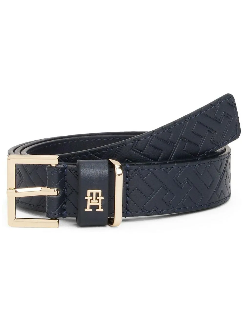 Hot Tommy Hilfiger Blue Leather Embossed Logo Belt