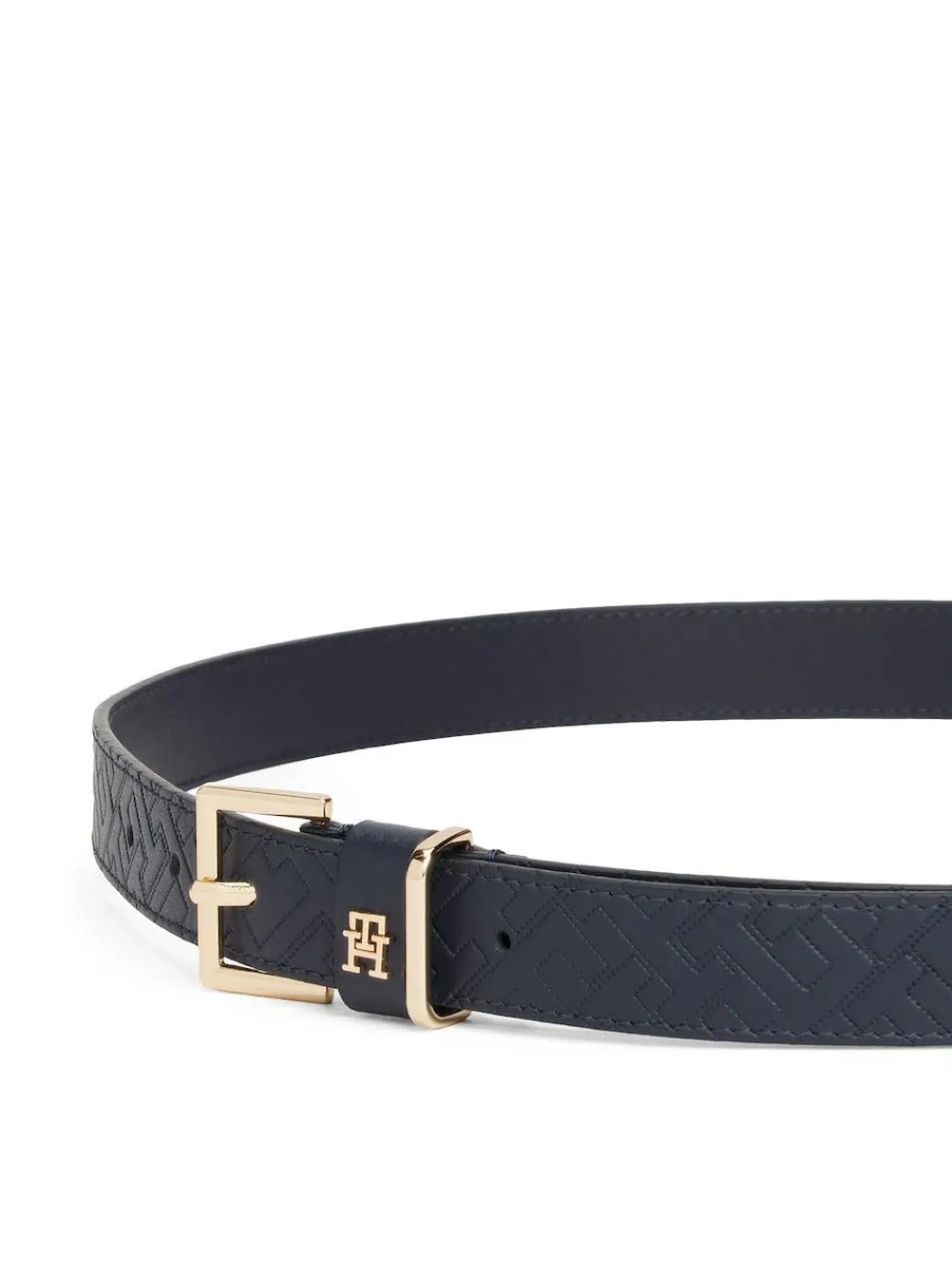 Hot Tommy Hilfiger Blue Leather Embossed Logo Belt