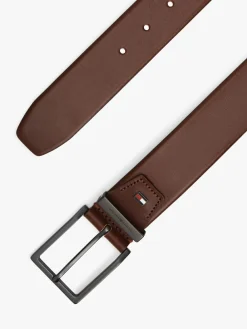 Tommy Hilfiger Brown Square Buckle Flag Plaque Leather Belt^ Belts & Braces