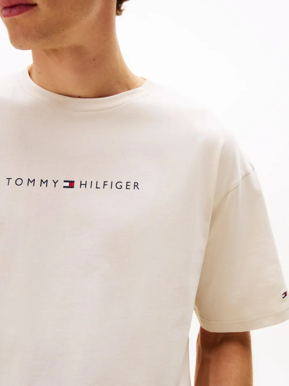 Discount Tommy Hilfiger Original Logo Lounge T-Shirt Natural