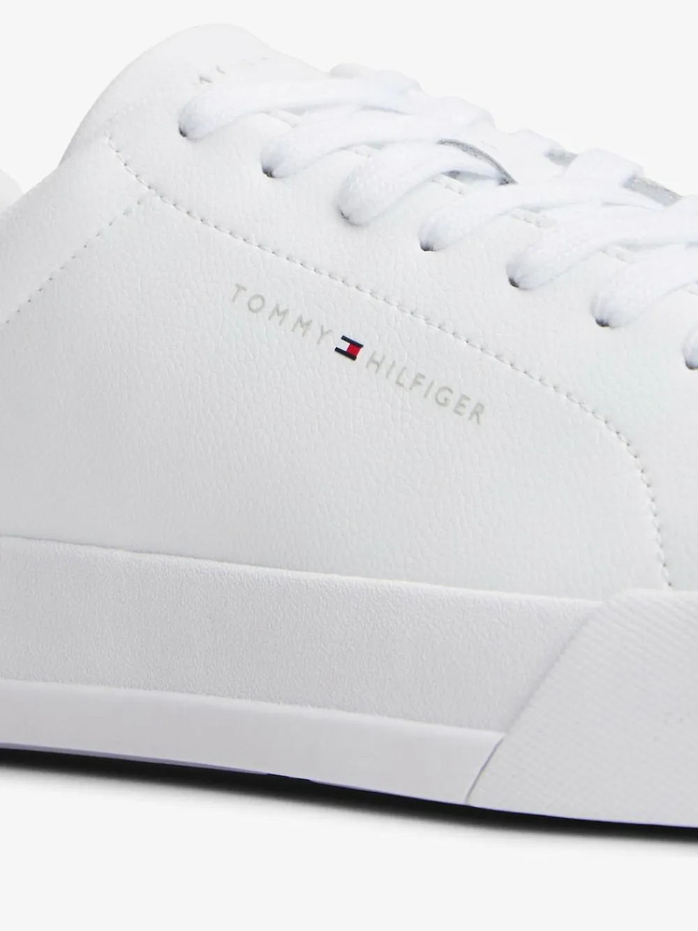 Online Tommy Hilfiger White Logo Court Leather Trainers