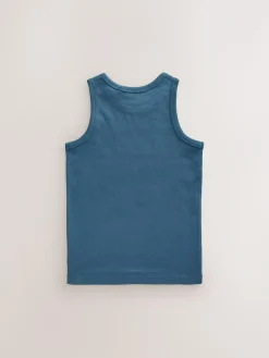 Next Tonal Blue Vests 5 Pack (1.5-16yrs)^BOY Tops|Multipacks