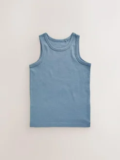 Next Tonal Blue Vests 5 Pack (1.5-16yrs)^BOY Tops|Multipacks