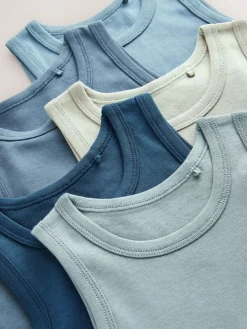 Next Tonal Blue Vests 5 Pack (1.5-16yrs)^BOY Tops|Multipacks