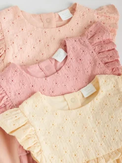 Outlet Next Tonal Pink Broderie 3 Pack Baby Rompers