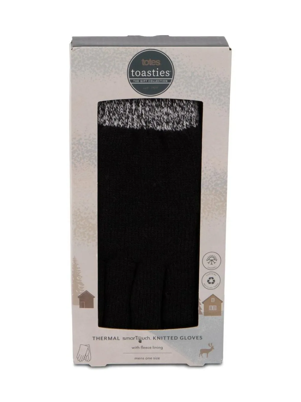 Totes Black Mens Stretch Knitted Smar Touch Winter Gloves With Brushed Inner^ Hats, Gloves & Scarves|Hats, Scarves & Gloves