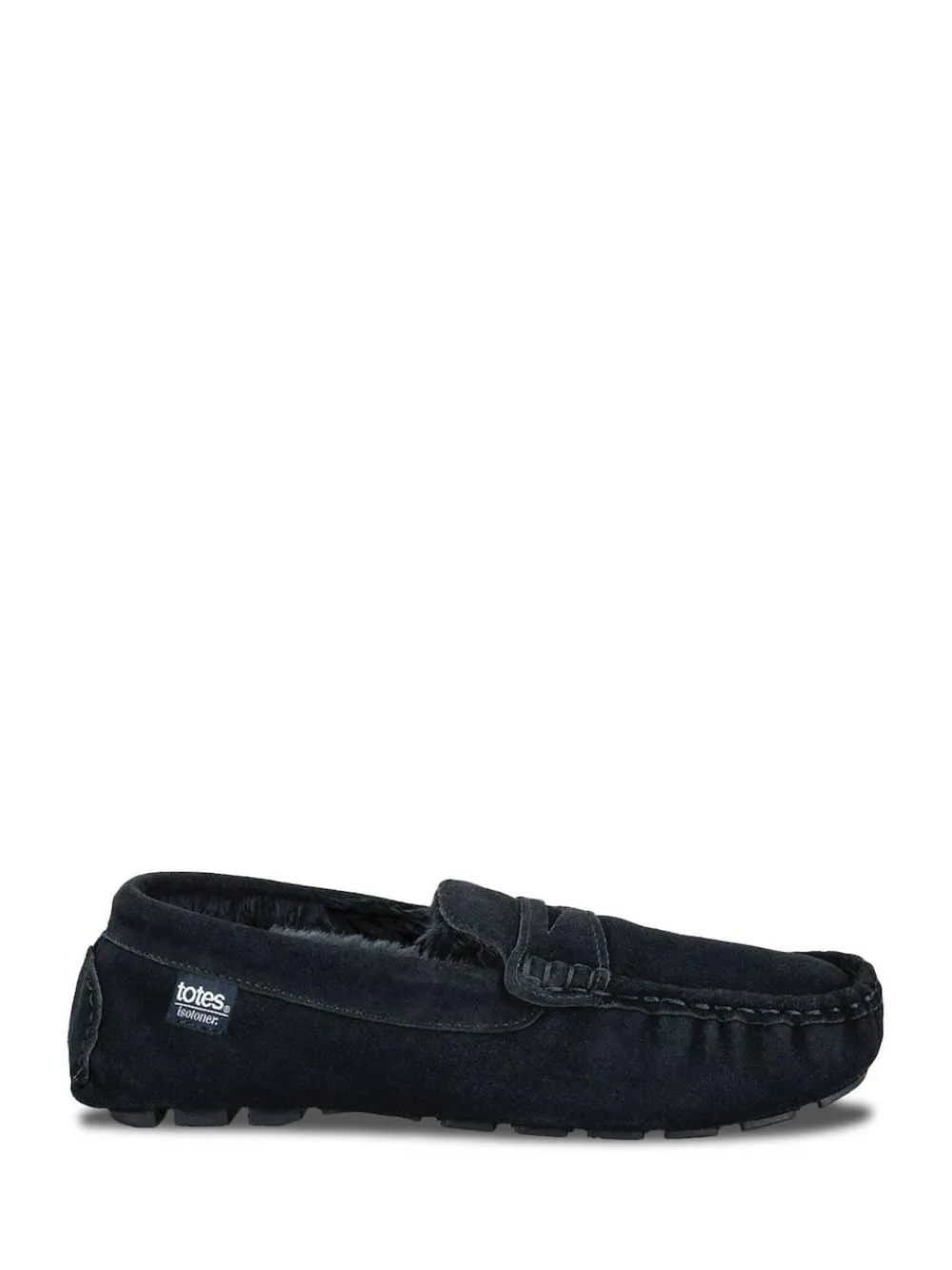 New Totes Isotoner Mens Suede Moccasin With Water Repellency Blue