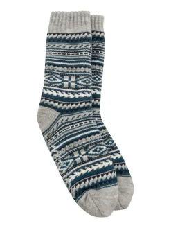 Sale Totes Blue Toasties Mens Sherpa Lined Fair Isle Slipper Socks