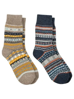 Totes Blue Toasties Mens Wool Blend Fair Isle Slipper Socks^ Socks|Socks