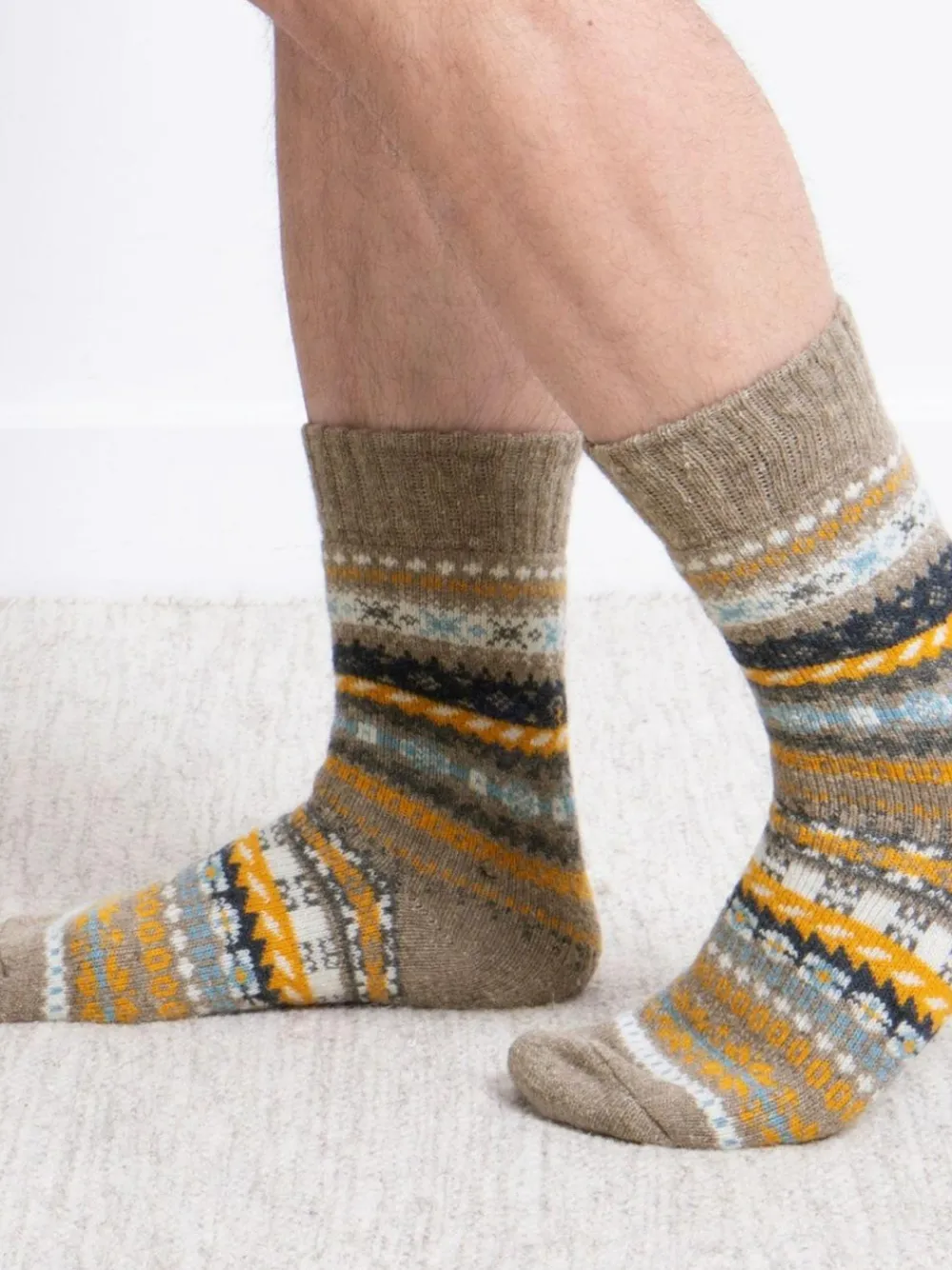 Totes Blue Toasties Mens Wool Blend Fair Isle Slipper Socks^ Socks|Socks