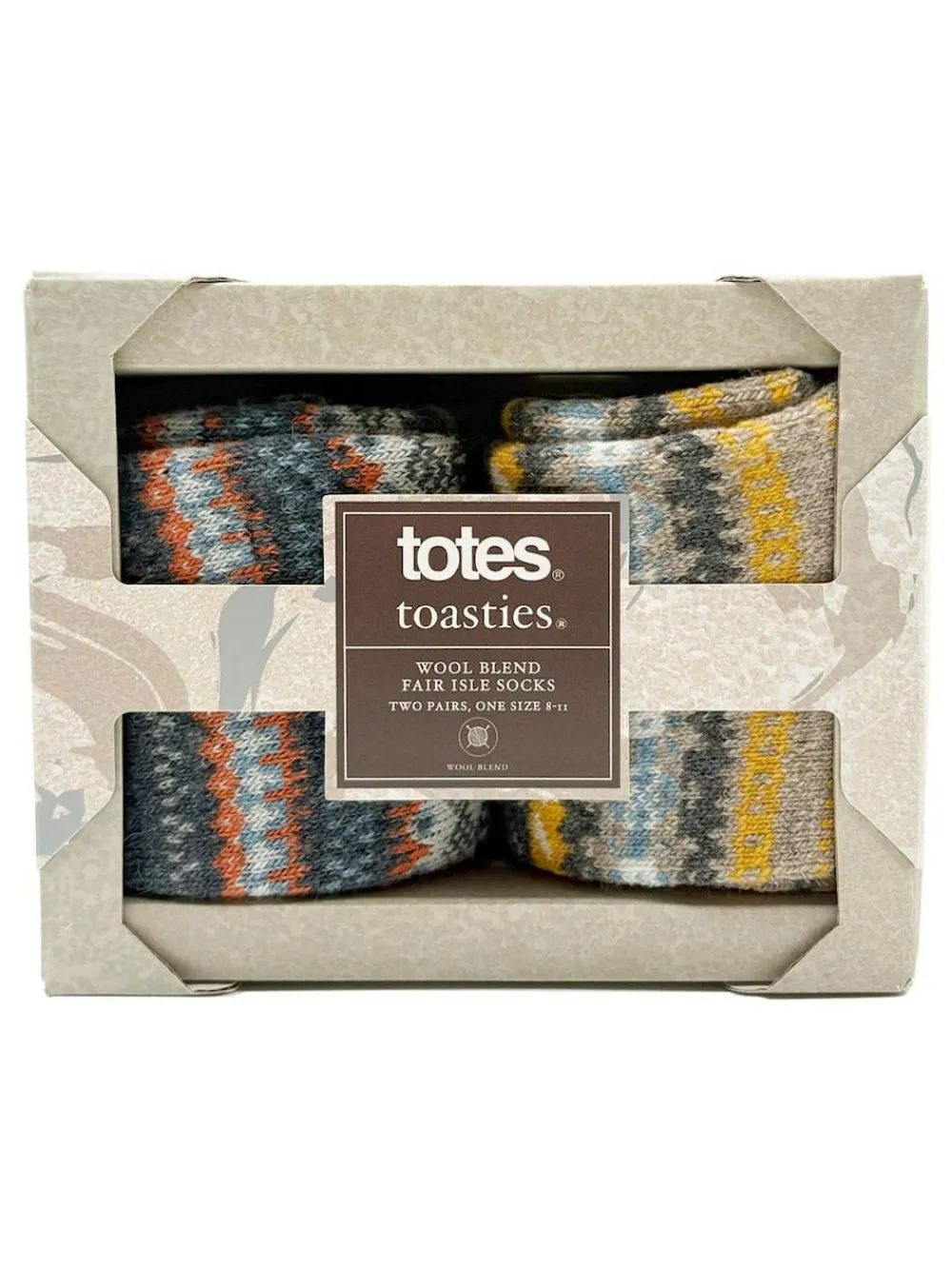 Totes Blue Toasties Mens Wool Blend Fair Isle Slipper Socks^ Socks|Socks