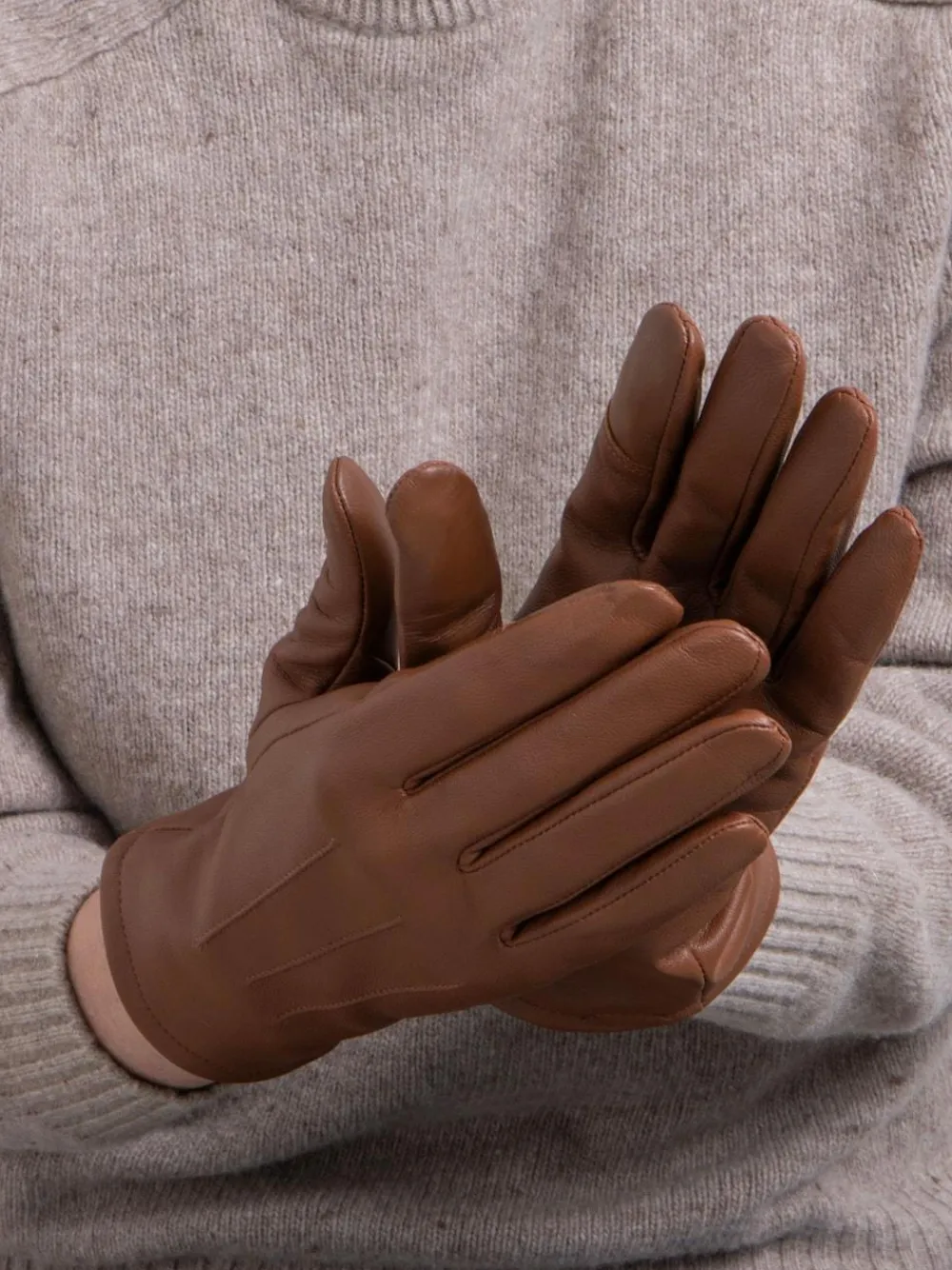 Sale Totes 3 Point Smartouch Winter Leather Gloves Brown