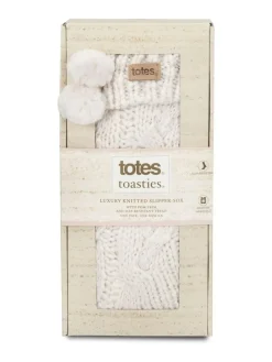 Hot Totes Cream Toasties Ladies Luxury Chunky Knit Slipper Socks