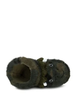 Totes Green Childrens Dinosaur Bootie Winter Slippers^BOY Nightwear