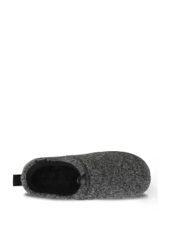 Hot Totes Grey Isotoner Mens Felt Full Back Slippers With Pull Toggle