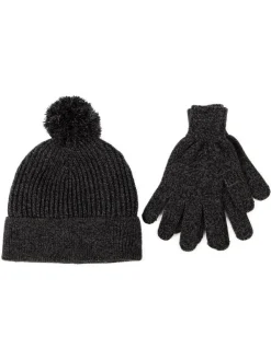 Online Totes Grey Mens Winter Hat and Glove Set