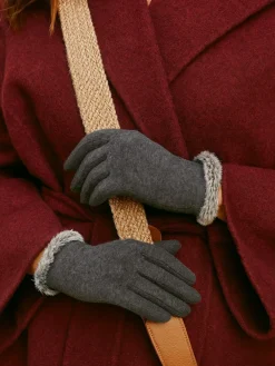 Sale Totes Thermal SmarTouch Gloves With Tipped Fur Cuff Grey