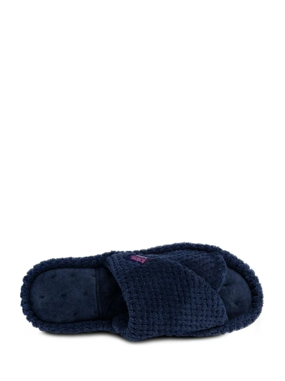 Clearance Totes Ladies Isotoner Popcorn Turnover Open Toe Slippers Navy