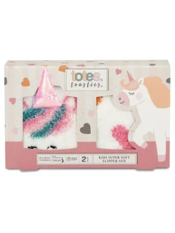 Online Totes White Toasties Girls Super Soft Slipper Socks 2 Pack